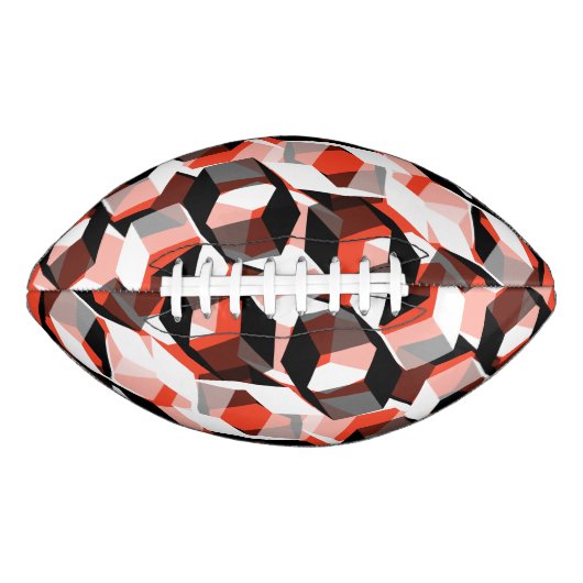 色の変わった部分を持つ多数の六角形、明るい赤 アメリカンフットボール (正面)