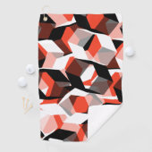 色の変わった部分を持つ多数の六角形、明るい赤 ゴルフタオル (インサイチュ)