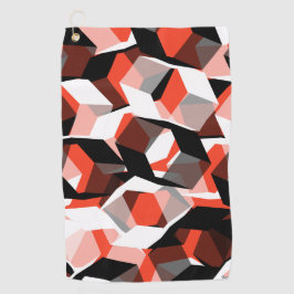 色の変わった部分を持つ多数の六角形、明るい赤 ゴルフタオル