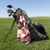 色の変わった部分を持つ多数の六角形、明るい赤 ゴルフタオル (グリーン)