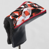 色の変わった部分を持つ多数の六角形、明るい赤 ゴルフヘッドカバー (3/4 正面)