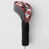 色の変わった部分を持つ多数の六角形、明るい赤 ゴルフヘッドカバー (アングル)