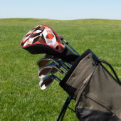 色の変わった部分を持つ多数の六角形、明るい赤 ゴルフヘッドカバー (インサイチュ)