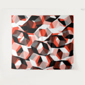 色の変わった部分を持つ多数の六角形、明るい赤 タペストリー (正面(横))