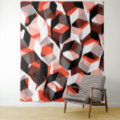 色の変わった部分を持つ多数の六角形、明るい赤 タペストリー (インサイチュ)