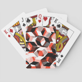 色の変わった部分を持つ多数の六角形、明るい赤 トランプ