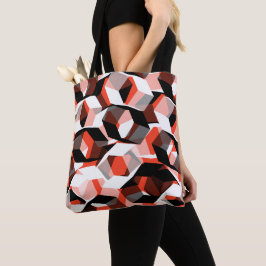 色の変わった部分を持つ多数の六角形、明るい赤 トートバッグ