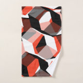 色の変わった部分を持つ多数の六角形、明るい赤 バスタオルセット (ハンドタオル)