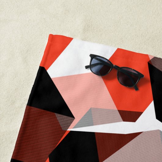 色の変わった部分を持つ多数の六角形、明るい赤 ビーチタオル (インサイチュ)