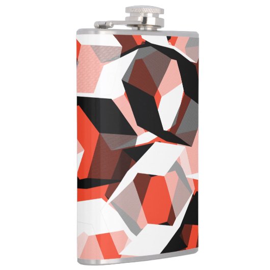 色の変わった部分を持つ多数の六角形、明るい赤 フラスク (右)