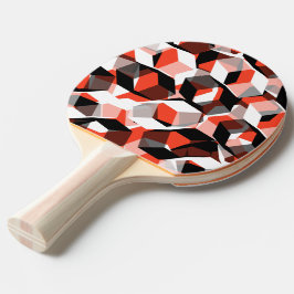 色の変わった部分を持つ多数の六角形、明るい赤 卓球ラケット