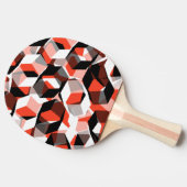 色の変わった部分を持つ多数の六角形、明るい赤 卓球ラケット (横)