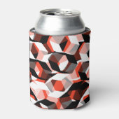 色の変わった部分を持つ多数の六角形、明るい赤 缶クーラー (缶正面)