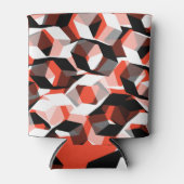 色の変わった部分を持つ多数の六角形、明るい赤 缶クーラー (正面)