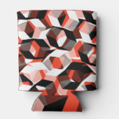 色の変わった部分を持つ多数の六角形、明るい赤 缶クーラー (裏面)