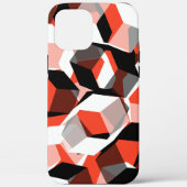 色の変わった部分を持つ多数の六角形、明るい赤 Case-Mate iPhoneケース (裏面)