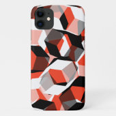 色の変わった部分を持つ多数の六角形、明るい赤 Case-Mate iPhoneケース (裏面)