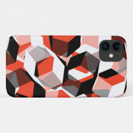 色の変わった部分を持つ多数の六角形、明るい赤 iPhone 11 ケース