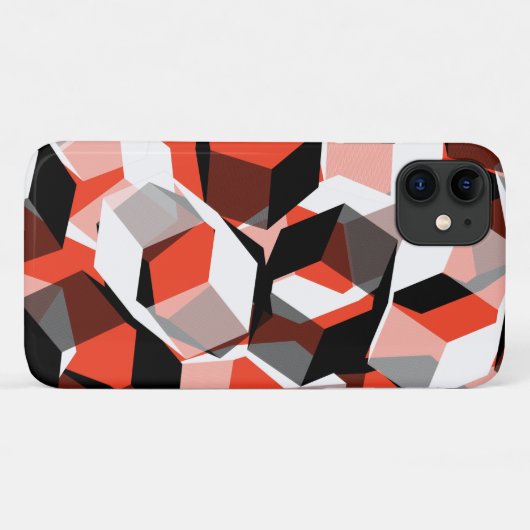 色の変わった部分を持つ多数の六角形、明るい赤 Case-Mate iPhoneケース (裏面(横))