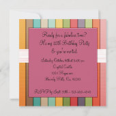 色の女の子らしい誕生会の虹で縞で飾ります 招待状 (裏面)