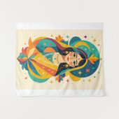 色の女神：インディアンブライダルファンタジー タペストリー (正面(横))