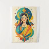 色の女神：インディアンブライダルファンタジー タペストリー (正面)