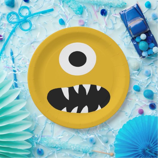 色の子供間抜けなモンスターの顔の黄色のパーティーを選んで下さい ペーパープレート (パーティー)