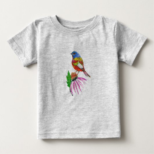 「色の小さな鳥」乳児/キッズTシャツ ベビーTシャツ (正面)