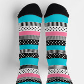 色の布数々の地iで作られたパッチワーク ソックス (上部)