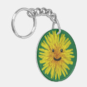 色の幸せで黄色い夏のタンポポの花 キーホルダー (正面左)