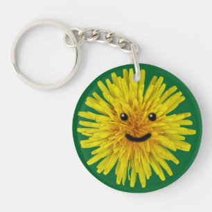 色の幸せで黄色い夏のタンポポの花 キーホルダー