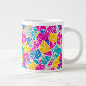 色の幾何学的な形状と鮮やか線 ジャンボコーヒーマグカップ (右)