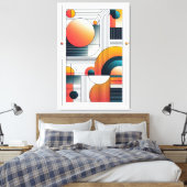 色の幾何学的な抽象はっきりした化 キャンバスプリント (インサイチュ (寝室))