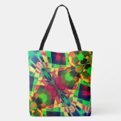 色の引き伸ばされた長方形または傾斜した長方形、緑がかった トートバッグ (裏面)