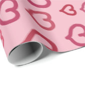 色の引き分けのピンクのバレンタインのハートパターン ラッピングペーパー (ロールコーナー)