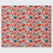 色の愛ユニークのハート水の色のパターン ラッピングペーパー (フラット)