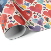 色の愛ユニークのハート水の色のパターン ラッピングペーパー (ロールコーナー)