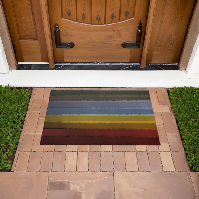 色の抽象芸術アートのストリポップ・アートのーミー塩辛い水色 ドアマット (室外)