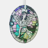 色の数々のエンジェルのステンドグラス窓 ガラスオーナメント (正面右)