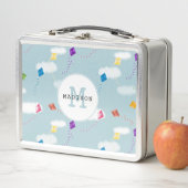 色の数々のキットキッズモノグラム飛んでいるスクール メタルランチボックス (インサイチュ)