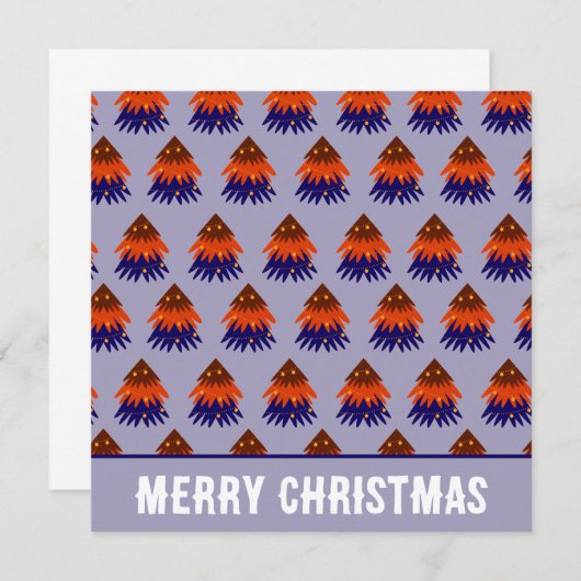 色の数々のクリスマスツリーのグリーティングカード (正面/裏面)