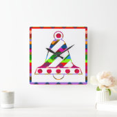 色の数々のクリスマスベル スクエア壁時計 (ホーム)