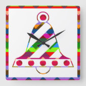 色の数々のクリスマスベル スクエア壁時計 (正面)