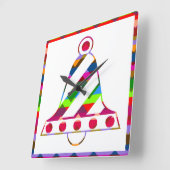 色の数々のクリスマスベル スクエア壁時計 (傾斜)