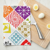 色の数々のクリスマス キッチンタオル (四つ折り)