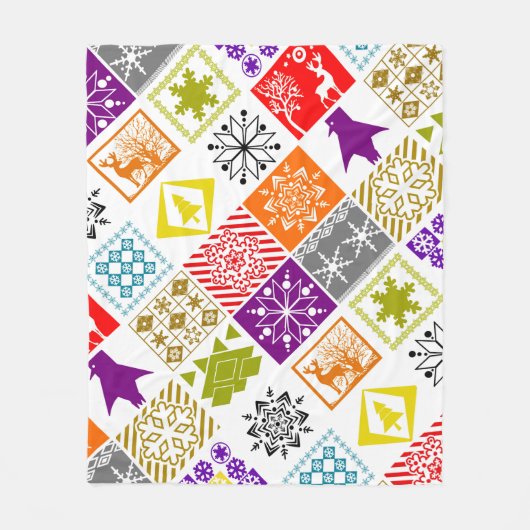 色の数々のクリスマス フリースブランケット (正面)