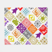 色の数々のクリスマス フリースブランケット (正面(横))