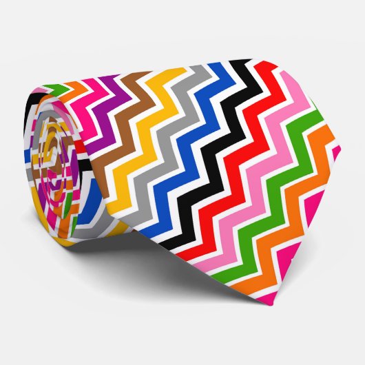 色の数々のジグザグシェブロン模様デザイン ネクタイ (ロール)