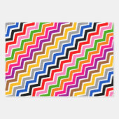 色の数々のジグザグシェブロン模様デザイン ラッピングペーパーシート (正面)