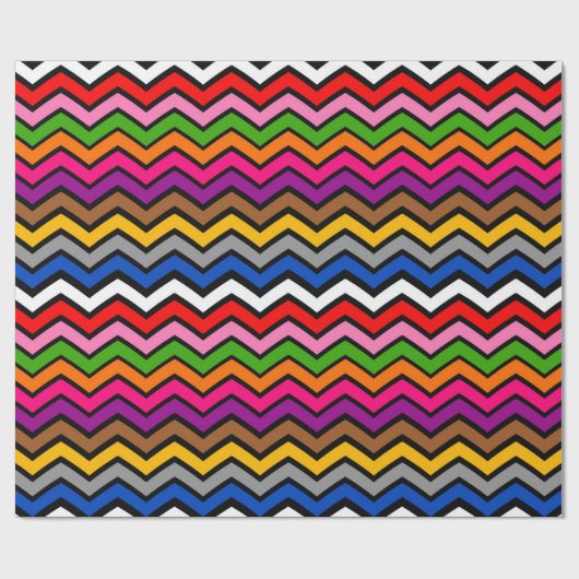 色の数々のジグザグシボロンブラックデザイン ラッピングペーパー (フラット)